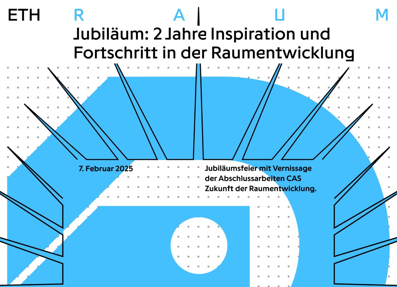 Plakat Jubiläum und Vernissage ETH RAUM. Text auf dem Poster steht im Fliesstext.