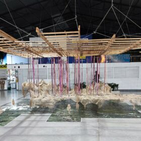 Exhibition of the maquette Awaska Alpa_Woven Territory at José Antonio Camacho University. Image: Santiago del Hierro © ETH Zürich