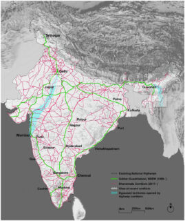 A map describing the different phases of India’s neoliberal highway programme. Source: The author.